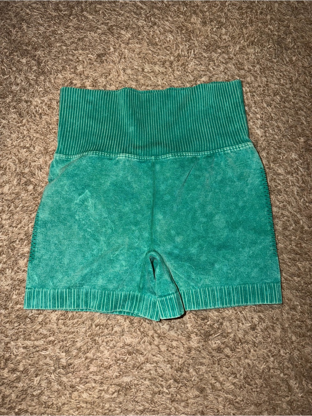 Zenana Outfitters Teal Ribbed Waistband Shorts